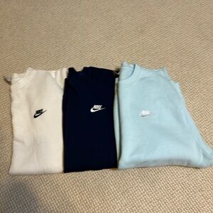 Men’s Large Nike Sweatshirt Trio - Cream, Navy, Light Blue
